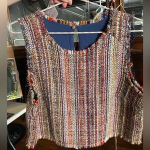 Multicolor Tweed Sleeveless Top